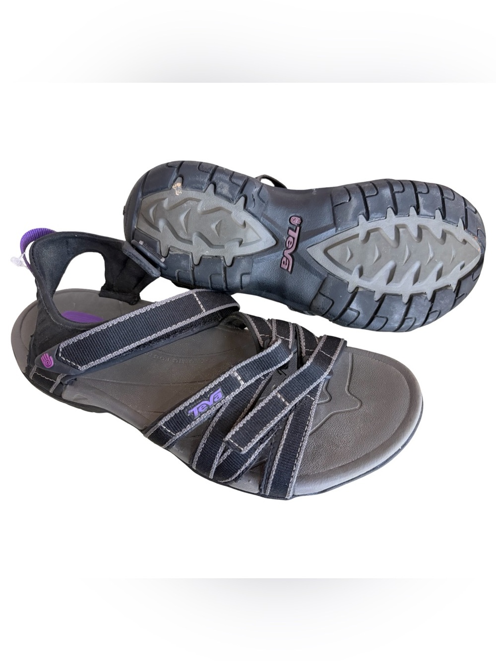 Teva Tirra Spyder Women's Black Sandals with Purple Accents size 8 - Picture 3 of 5